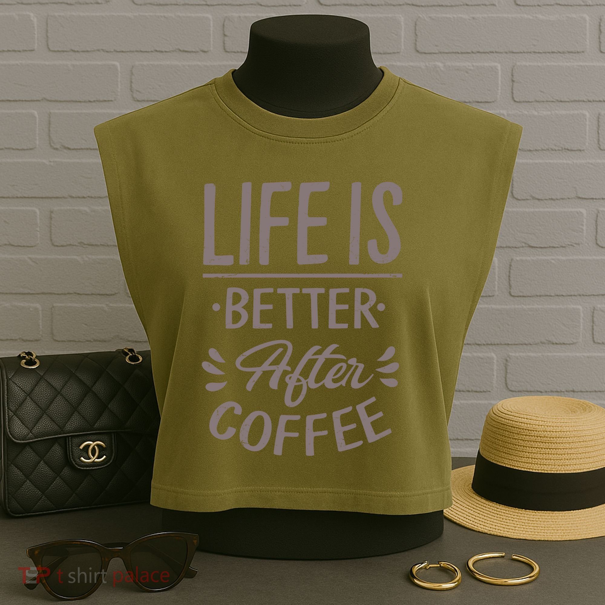 Life Is Better After Coffee Garment-Dyed Women's Muscle Tee