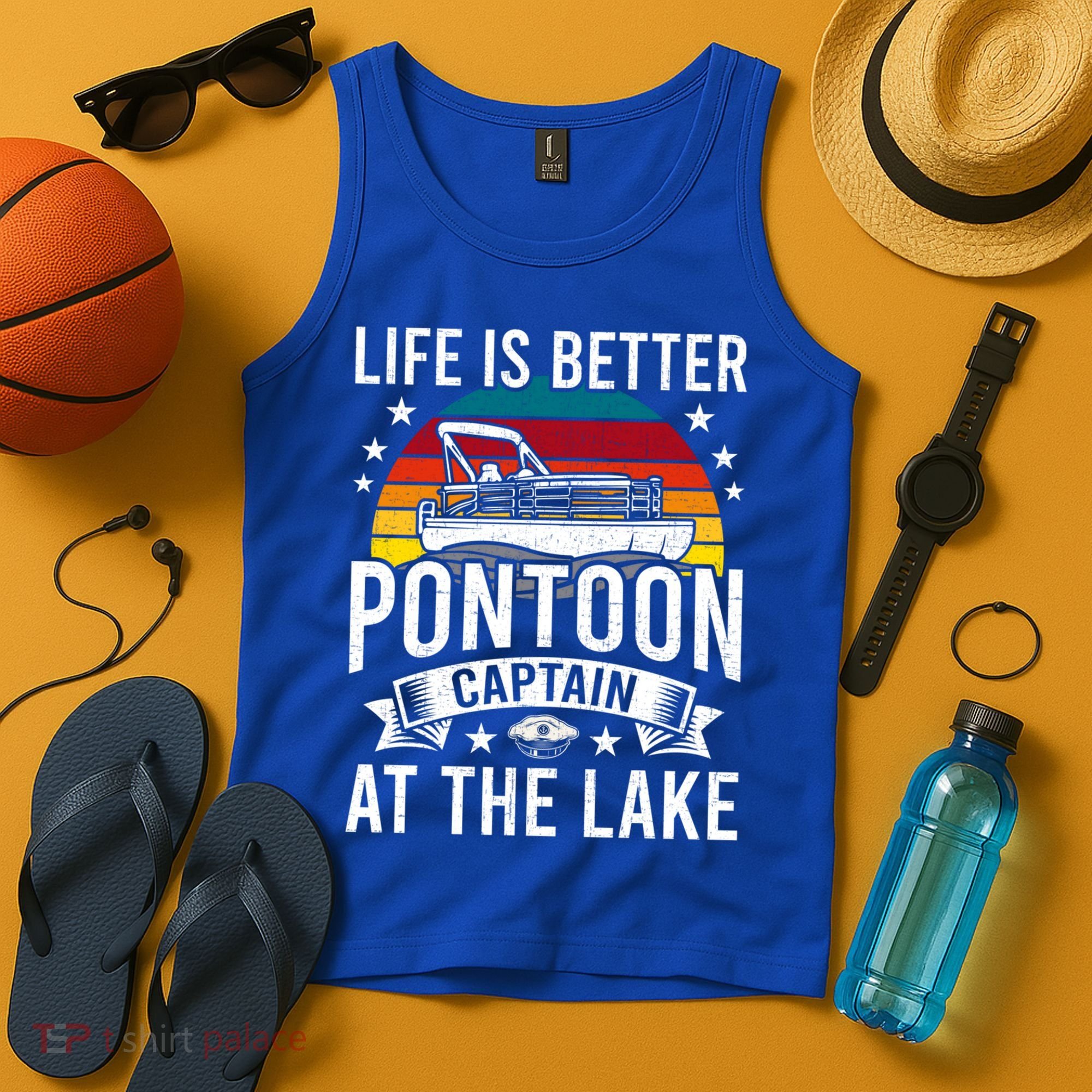 Life Is Better At The Lake Pontoon Boat Pontooning Gift Tank Top