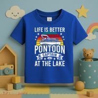 Life Is Better At The Lake Pontoon Boat Pontooning Gift Toddler T-Shirt thumb 3