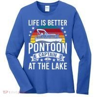 Life Is Better At The Lake Pontoon Boat Pontooning Gift Women's Long Sleeve Shirt thumb 0