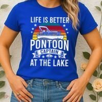 Life Is Better At The Lake Pontoon Boat Pontooning Gift Women's T-Shirt thumb 2