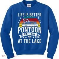 Life Is Better At The Lake Pontoon Boat Pontooning Gift Kids Sweatshirt thumb 0