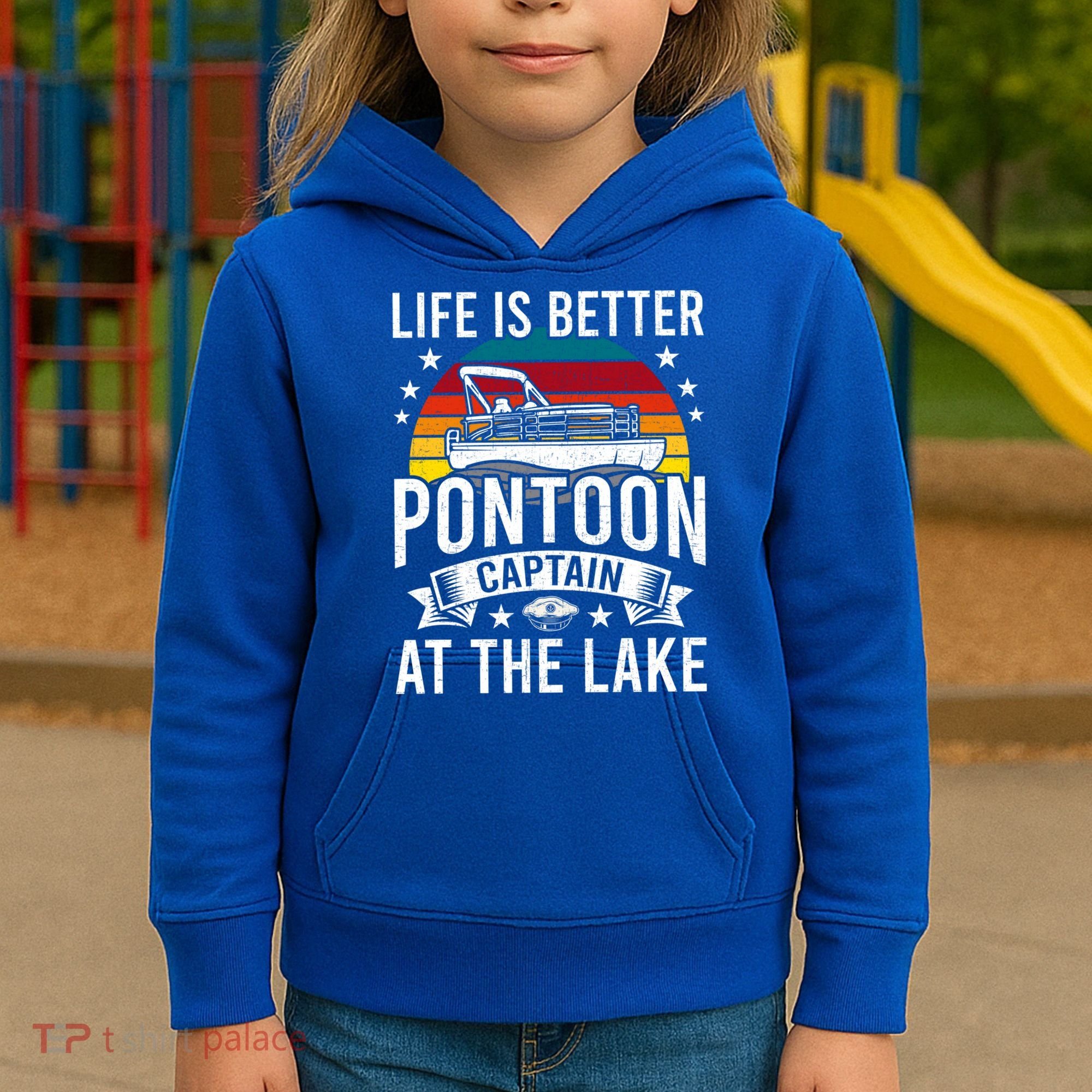 Life Is Better At The Lake Pontoon Boat Pontooning Gift Kids Hoodie