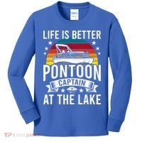 Life Is Better At The Lake Pontoon Boat Pontooning Gift Kids Long Sleeve Shirt thumb 0