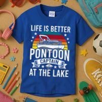 Life Is Better At The Lake Pontoon Boat Pontooning Gift Kids T-Shirt thumb 3