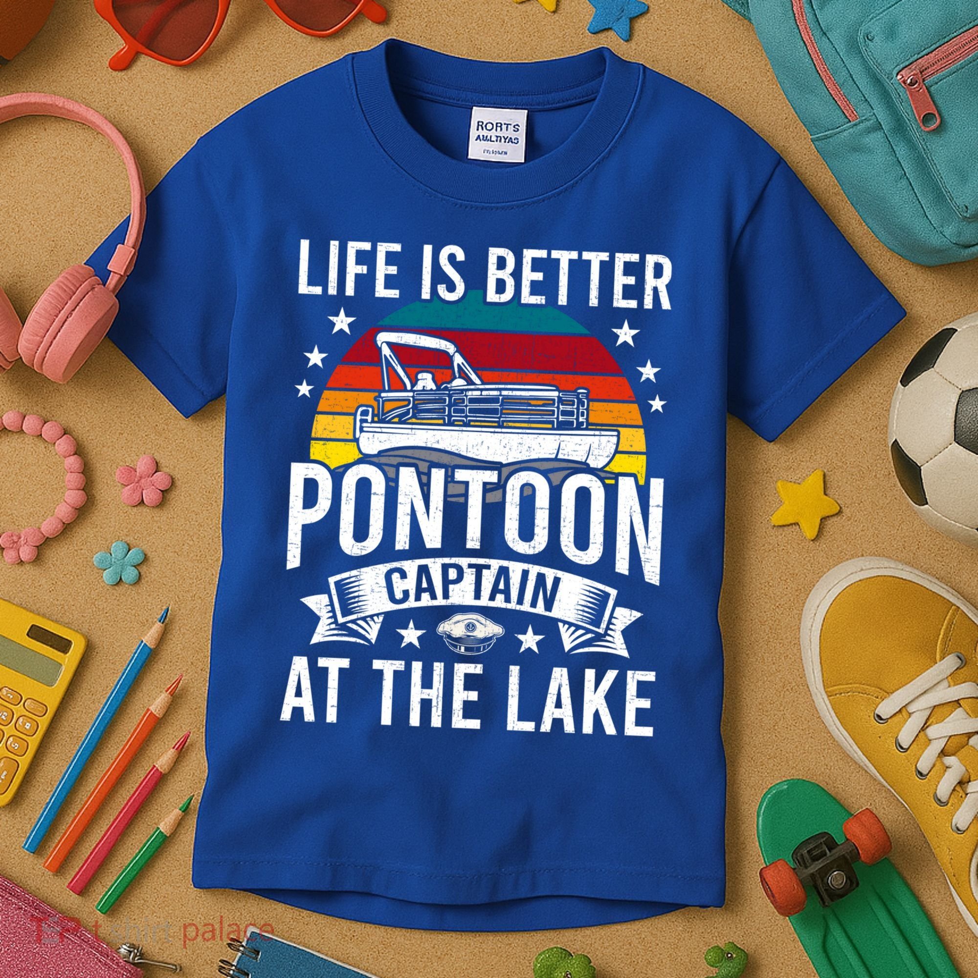 Life Is Better At The Lake Pontoon Boat Pontooning Gift Kids T-Shirt