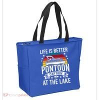 Life Is Better At The Lake Pontoon Boat Pontooning Gift Tote Bag thumb 2