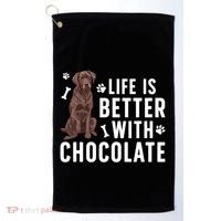 Life Is Better Chocolate Labrador Owner Chocolate Lab Lover Golf Towel thumb 0