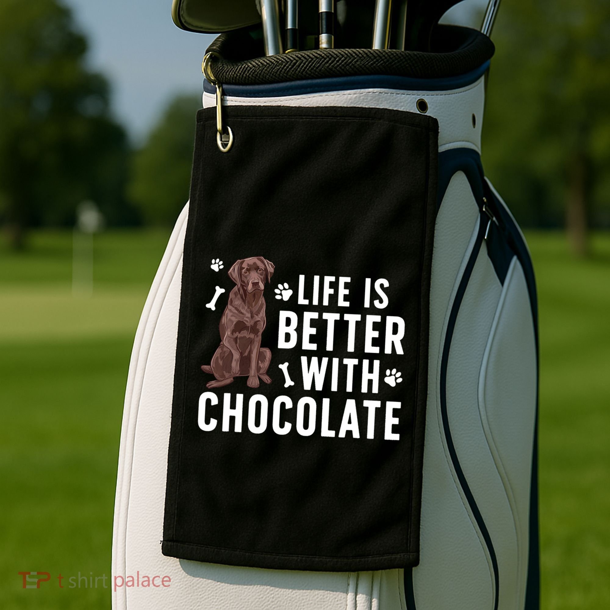 Life Is Better Chocolate Labrador Owner Chocolate Lab Lover Golf Towel