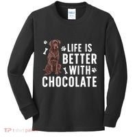 Life Is Better Chocolate Labrador Owner Chocolate Lab Lover Kids Long Sleeve Shirt thumb 0