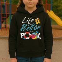 Life is better at the Pool Vacation Kids Hoodie thumb 3