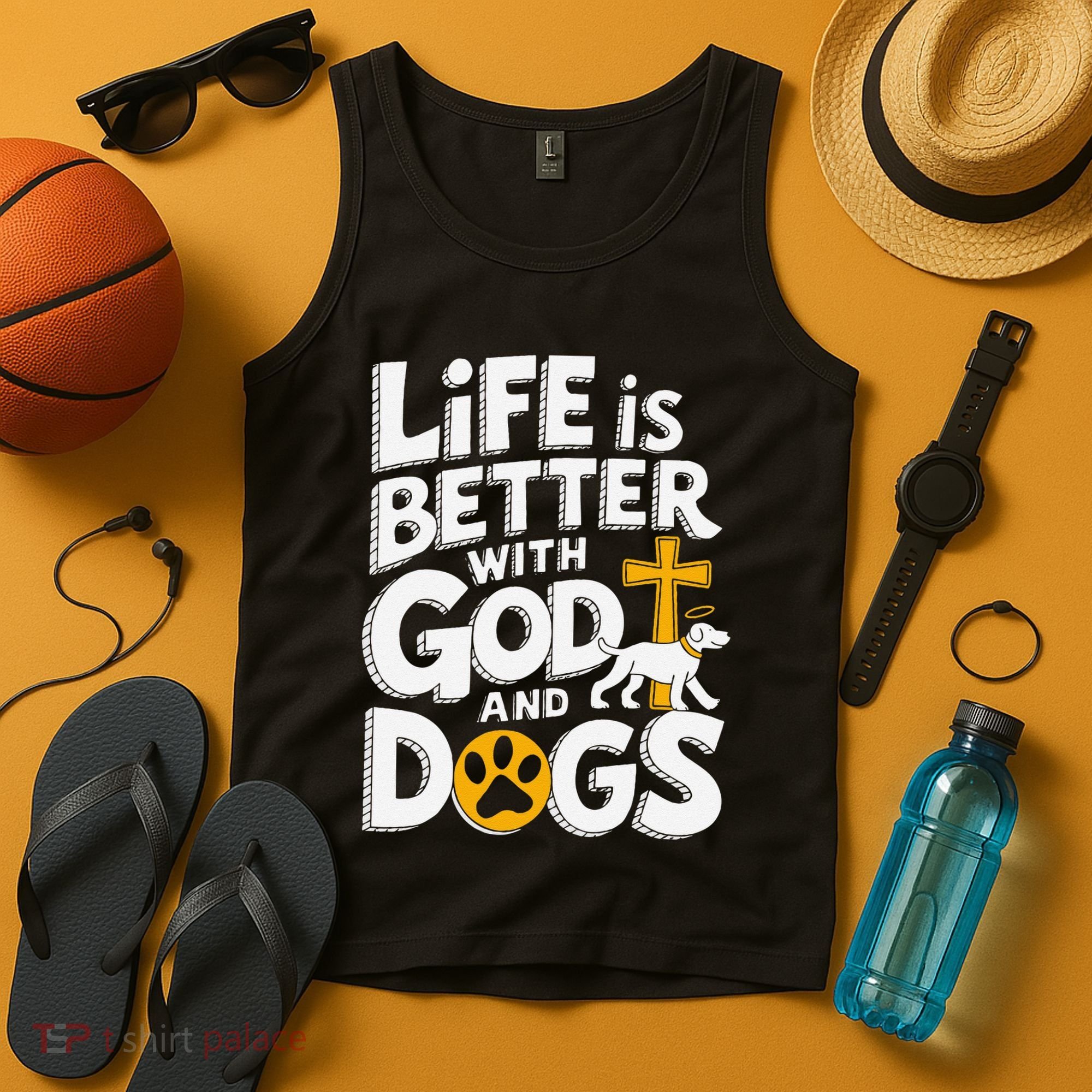 Life Is Better With God And Dogs Tank Top