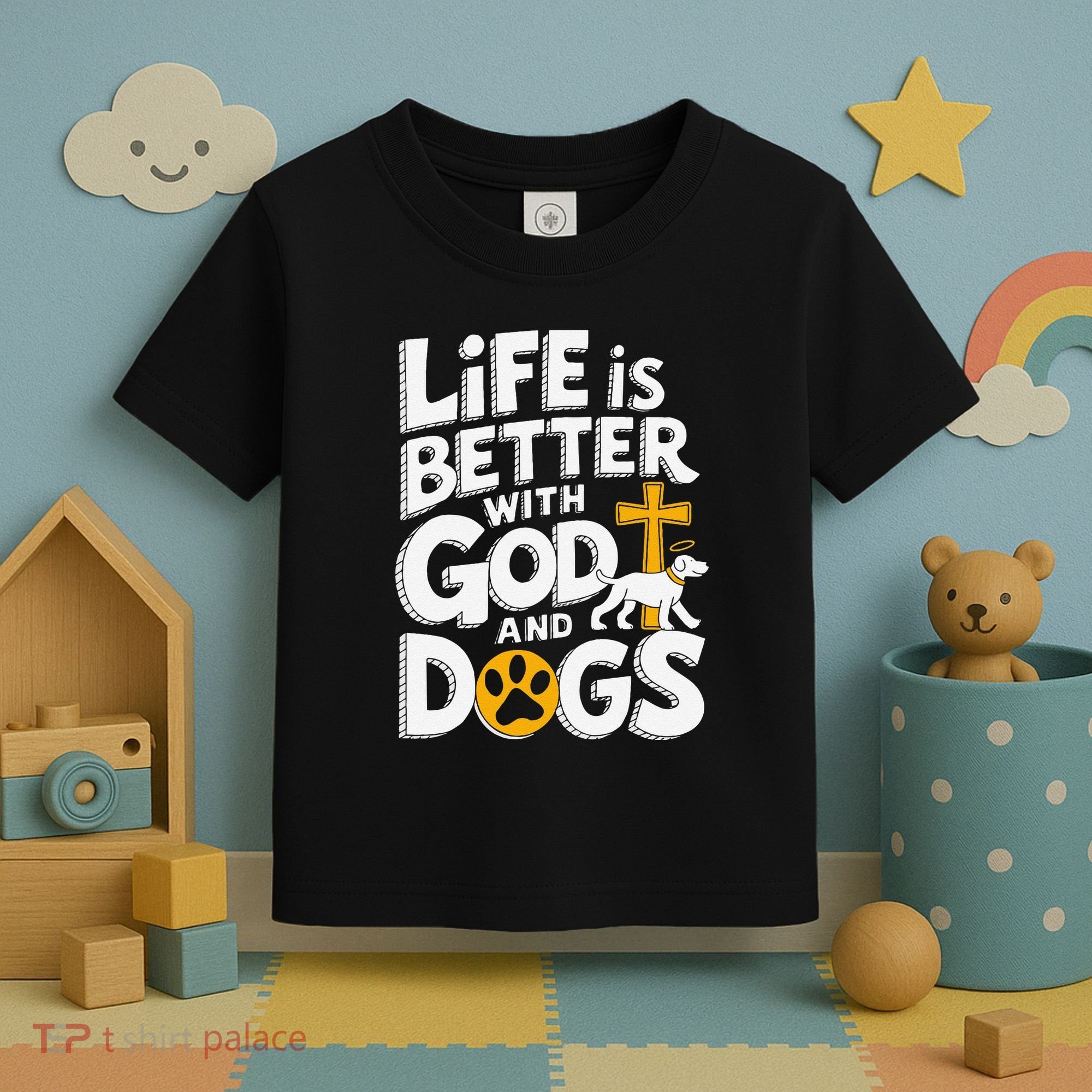 Life Is Better With God And Dogs Toddler T-Shirt