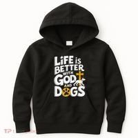 Life Is Better With God And Dogs Kids Hoodie thumb 0