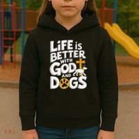 Life Is Better With God And Dogs Kids Hoodie thumb 3
