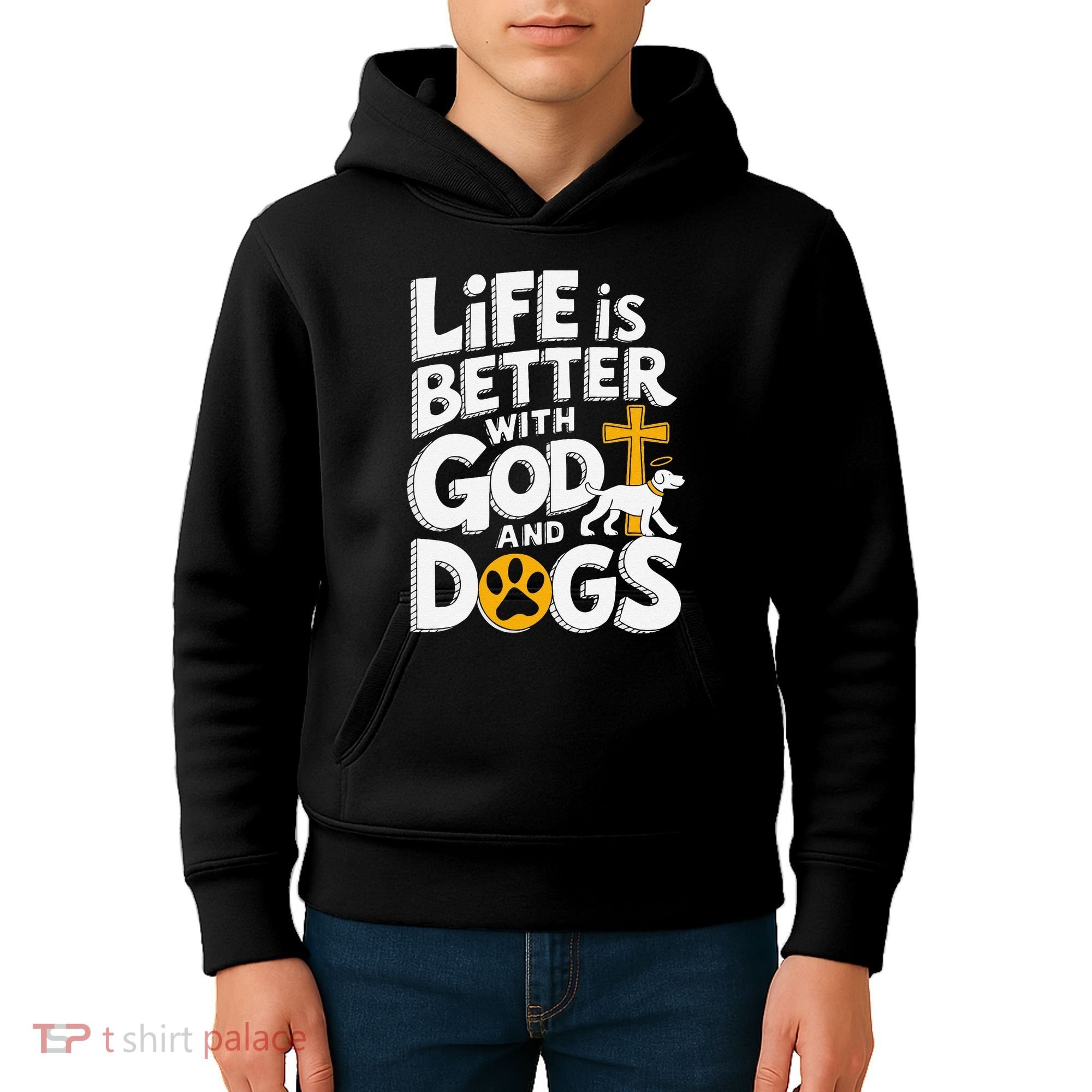 Life Is Better With God And Dogs Kids Hoodie