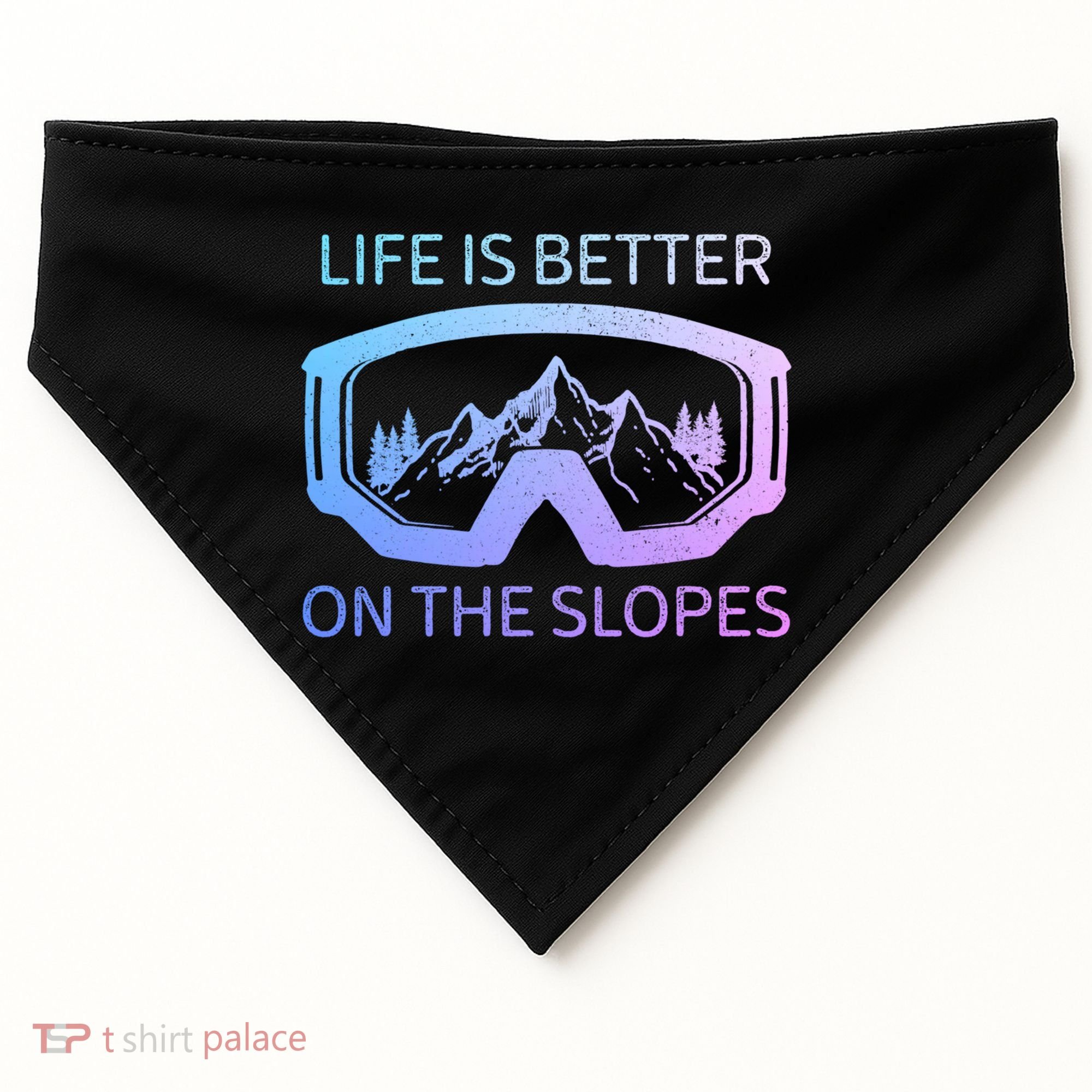 Life Is Better On The Slopes Ski Snowboard Snowmobile Skiing Gift USA-Made Doggie Bandana