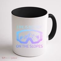Life Is Better On The Slopes Ski Snowboard Snowmobile Skiing Gift Coffee Mug thumb 1