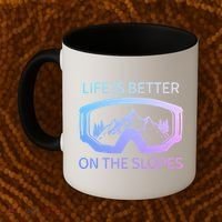 Life Is Better On The Slopes Ski Snowboard Snowmobile Skiing Gift Coffee Mug thumb 2