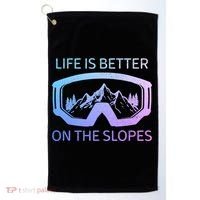 Life Is Better On The Slopes Ski Snowboard Snowmobile Skiing Gift Golf Towel thumb 0