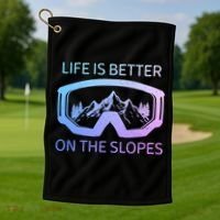 Life Is Better On The Slopes Ski Snowboard Snowmobile Skiing Gift Golf Towel thumb 1