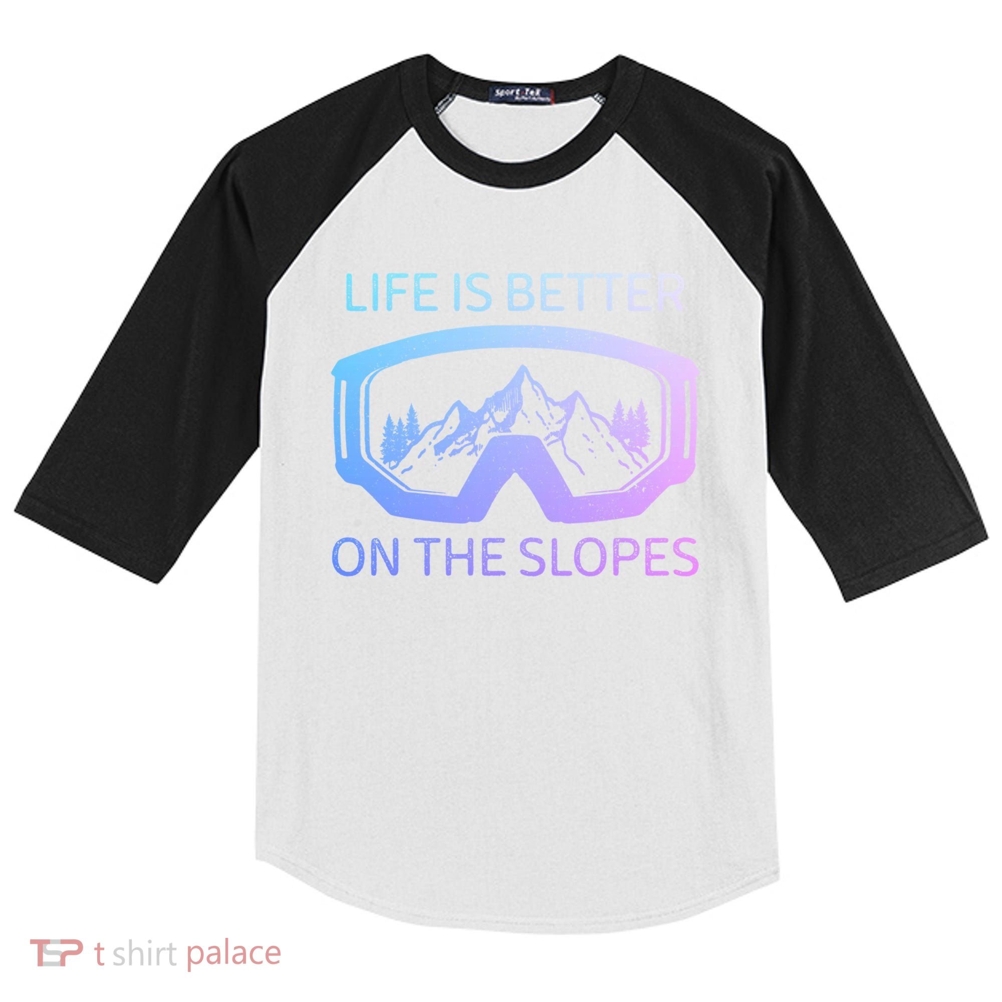 Life Is Better On The Slopes Ski Snowboard Snowmobile Skiing Gift Kids Colorblock Raglan Jersey