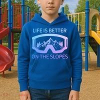 Life Is Better On The Slopes Ski Snowboard Snowmobile Skiing Gift Kids Hoodie thumb 2