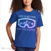 Life Is Better On The Slopes Ski Snowboard Snowmobile Skiing Gift Kids T-Shirt thumb 2