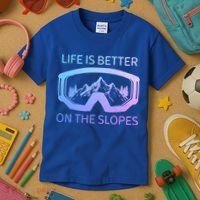 Life Is Better On The Slopes Ski Snowboard Snowmobile Skiing Gift Kids T-Shirt thumb 3