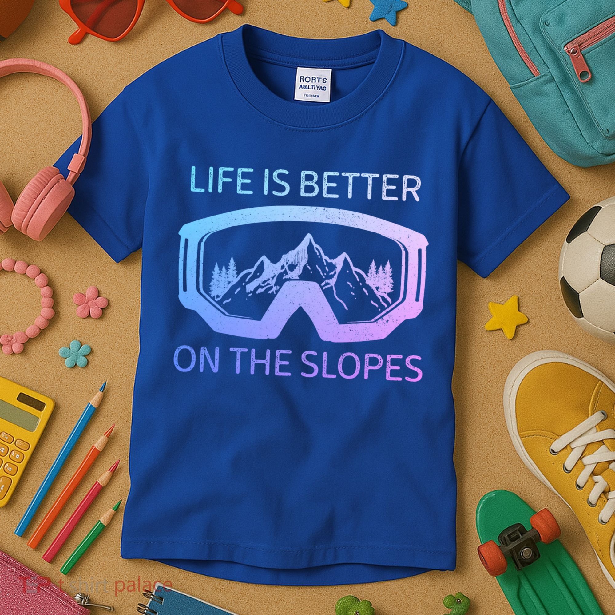 Life Is Better On The Slopes Ski Snowboard Snowmobile Skiing Gift Kids T-Shirt