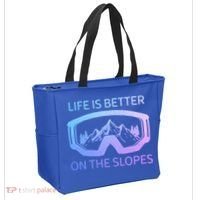 Life Is Better On The Slopes Ski Snowboard Snowmobile Skiing Gift Tote Bag thumb 2