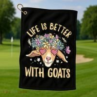 Life Is Better With Goats For Goat Whisperer Goat Gift Golf Towel thumb 1