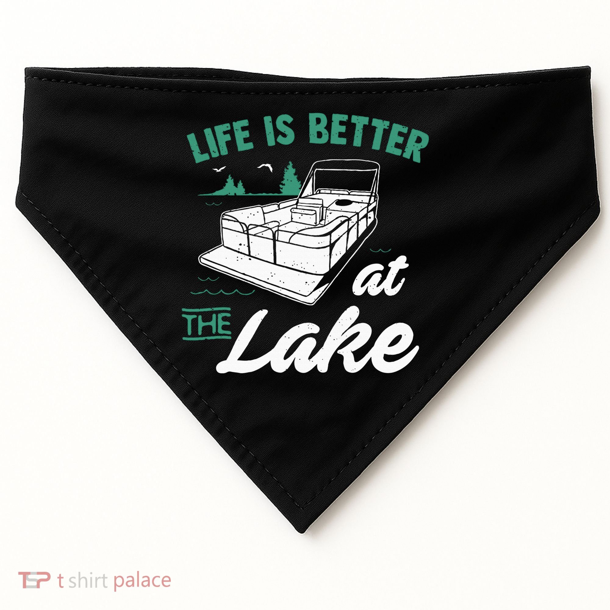 Life Is Better At The Lake Pontoon Boat USA-Made Doggie Bandana