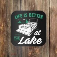 Life Is Better At The Lake Pontoon Boat Coaster thumb 0