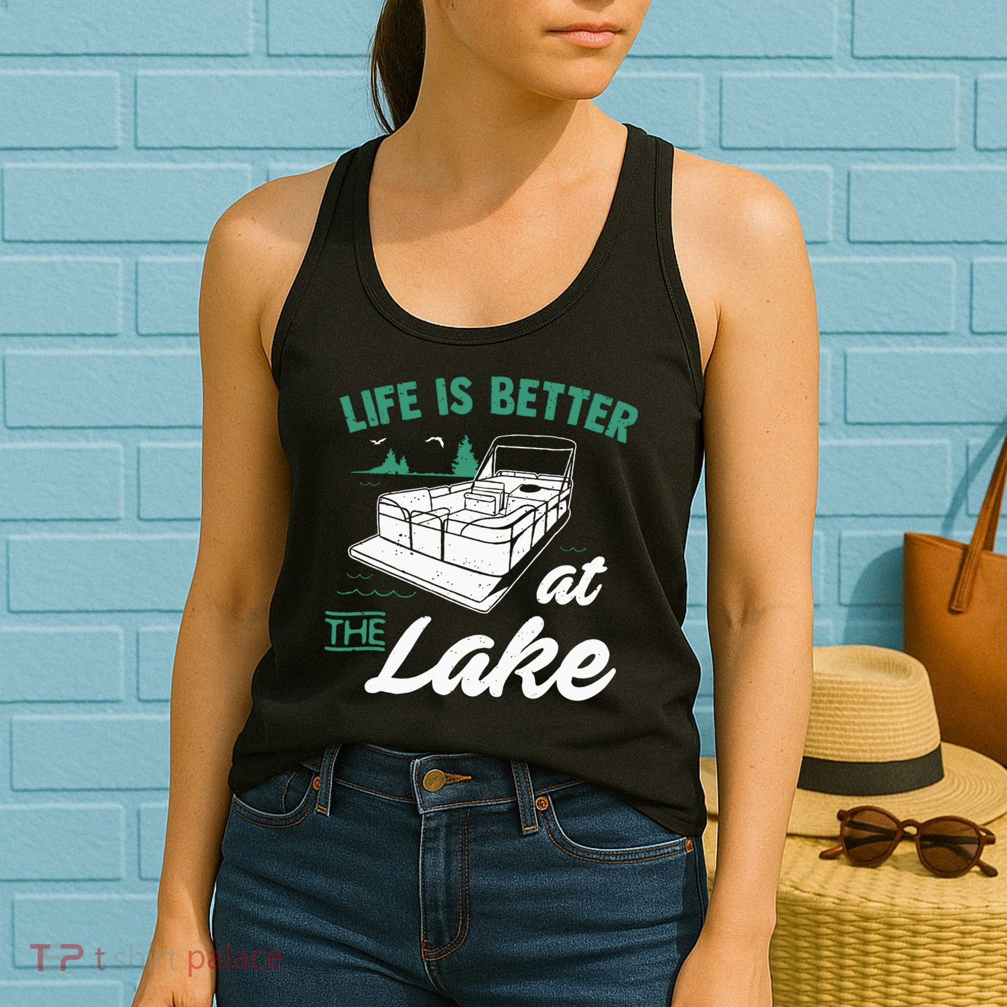 Life Is Better At The Lake Pontoon Boat Women's Tank Top