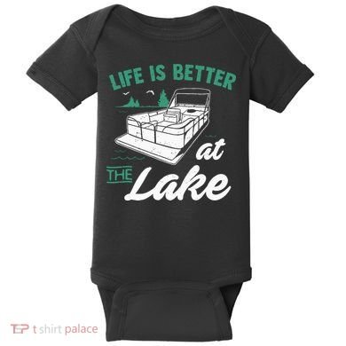 Life Is Better At The Lake Pontoon Boat Baby Bodysuit