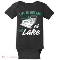 Life Is Better At The Lake Pontoon Boat Baby Bodysuit thumb 0