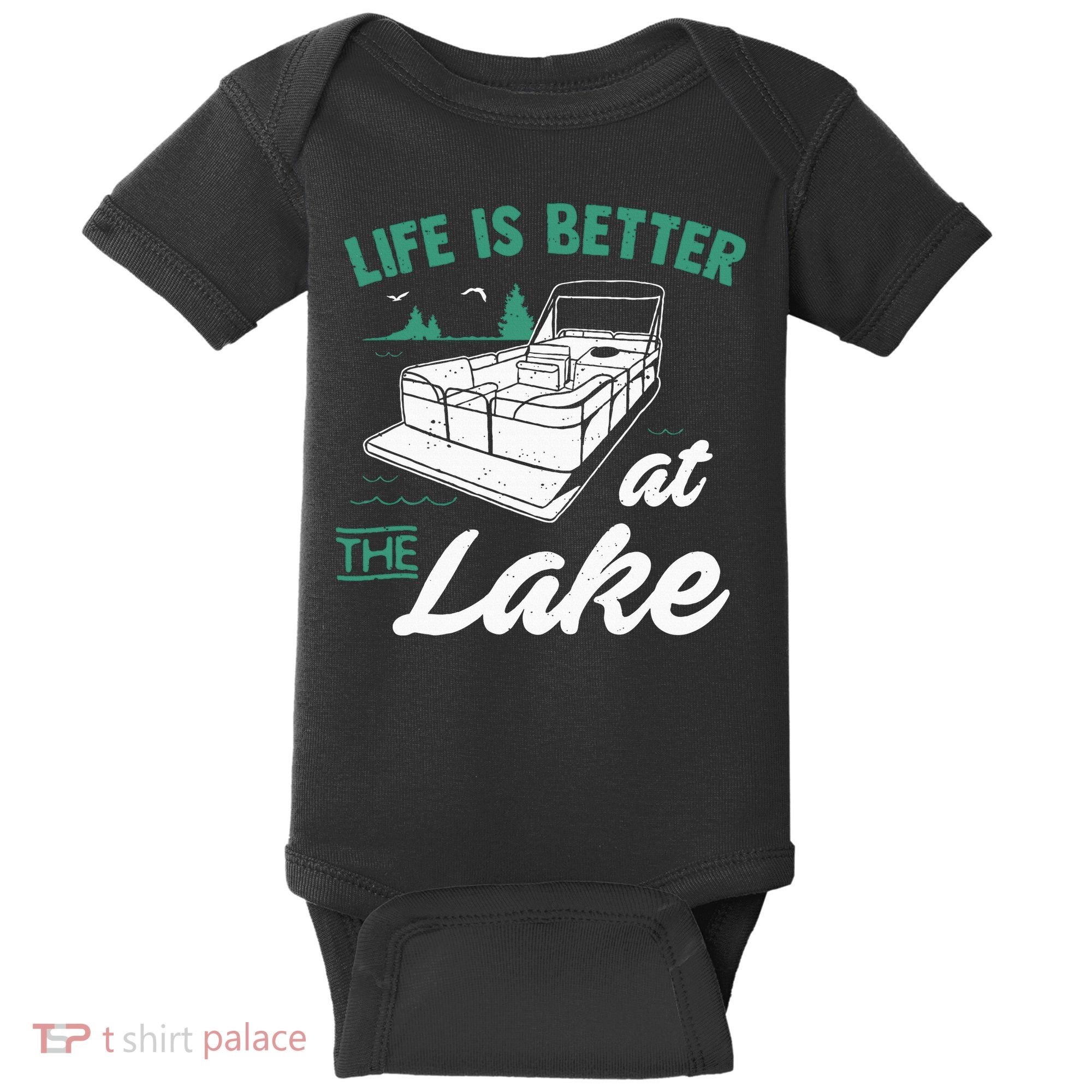 Life Is Better At The Lake Pontoon Boat Baby Bodysuit