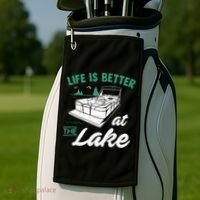 Life Is Better At The Lake Pontoon Boat Golf Towel thumb 2