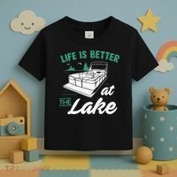 Life Is Better At The Lake Pontoon Boat Toddler T-Shirt thumb 3