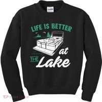 Life Is Better At The Lake Pontoon Boat Kids Sweatshirt thumb 0