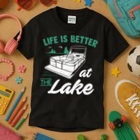 Life Is Better At The Lake Pontoon Boat Kids T-Shirt thumb 3