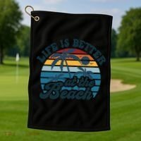 Life Is Better At The Beach Girls Trip Summer Vacation Retro Great Gift Golf Towel thumb 1