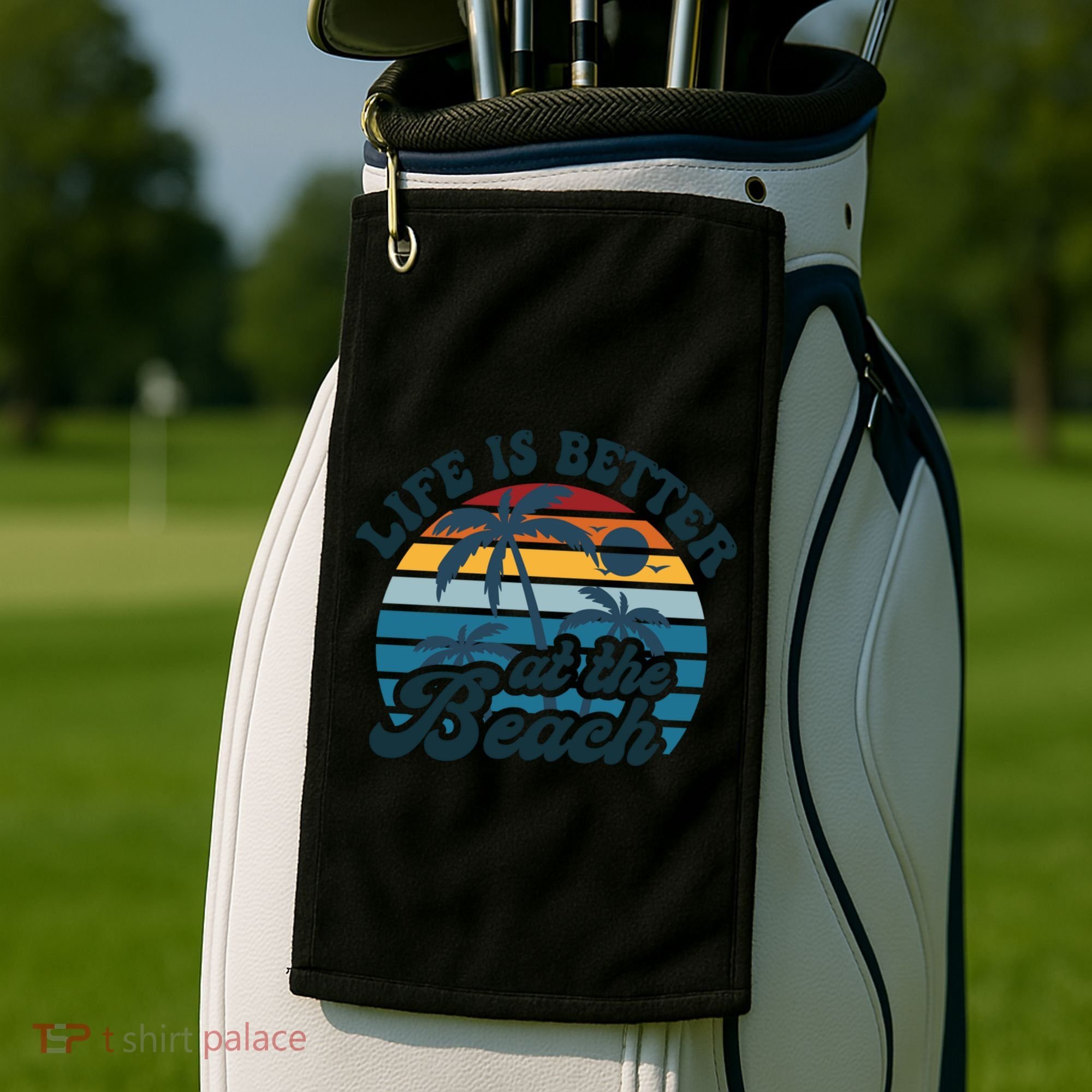 Life Is Better At The Beach Girls Trip Summer Vacation Retro Great Gift Golf Towel