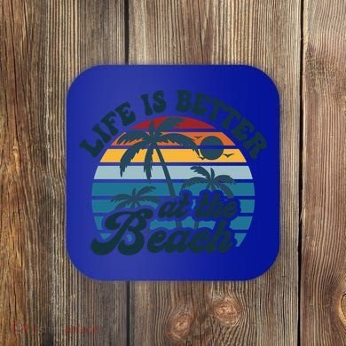 Life Is Better At The Beach Girls Trip Summer Vacation Retro Great Gift Coaster