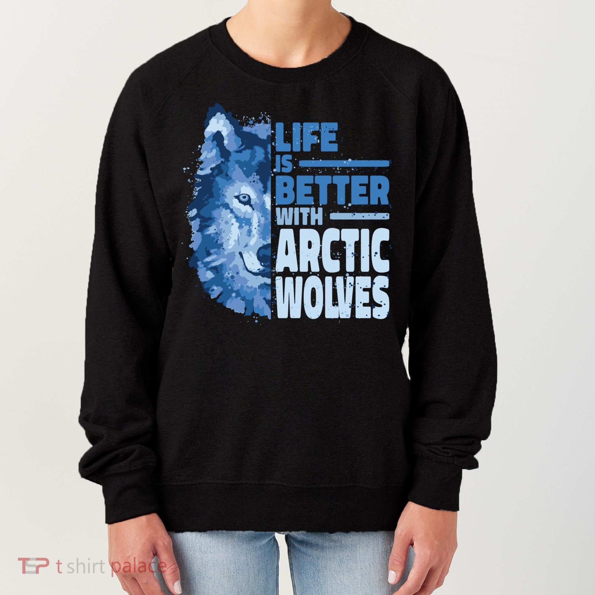 Life Is Better With Arctic Wolves Retro Arctic Wolf Gift Women's Sweatshirt