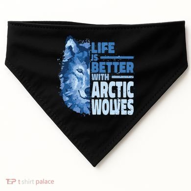 Life Is Better With Arctic Wolves Retro Arctic Wolf Gift USA-Made Doggie Bandana