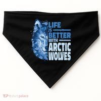 Life Is Better With Arctic Wolves Retro Arctic Wolf Gift USA-Made Doggie Bandana thumb 0