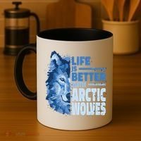 Life Is Better With Arctic Wolves Retro Arctic Wolf Gift Coffee Mug thumb 4