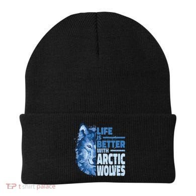 Life Is Better With Arctic Wolves Retro Arctic Wolf Gift Beanie